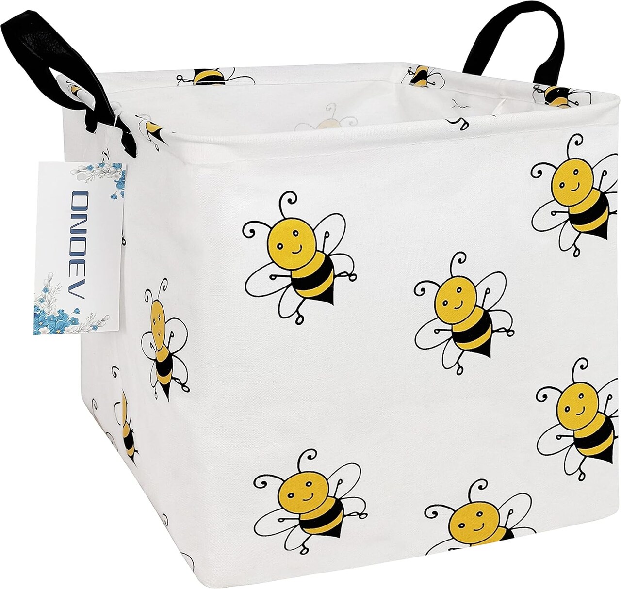 Summer Basket Square Folding Laundry Basket, Canvas Basket,Nersury Hamper,Suitable for Children,Office,Bedroom,Clothes,Toys Storage(Bee